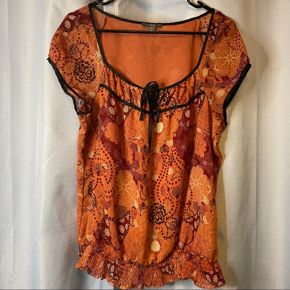 Apt. 9 | Paisley Blouse Red Orange Black XL